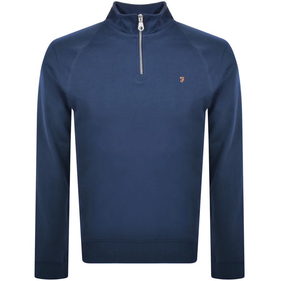 Farah Jim Quarter Zip Sweatshirt Blue Mainline Menswear